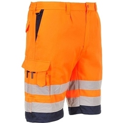 Portwest Hi-Vis Lightweight Poly-Cotton Shorts in Orange and Yellow